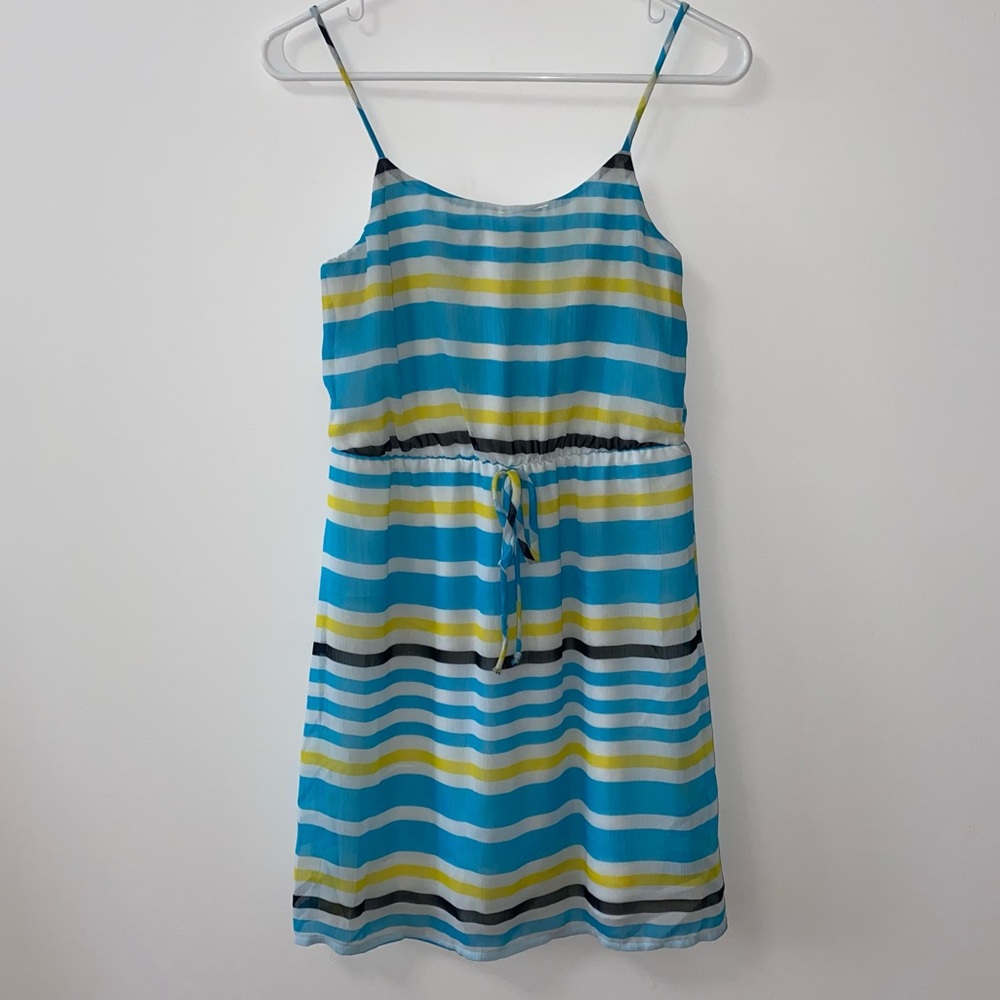 BLUE/YELLOW STRIPED SUMMER BEACH / SUN DRESS